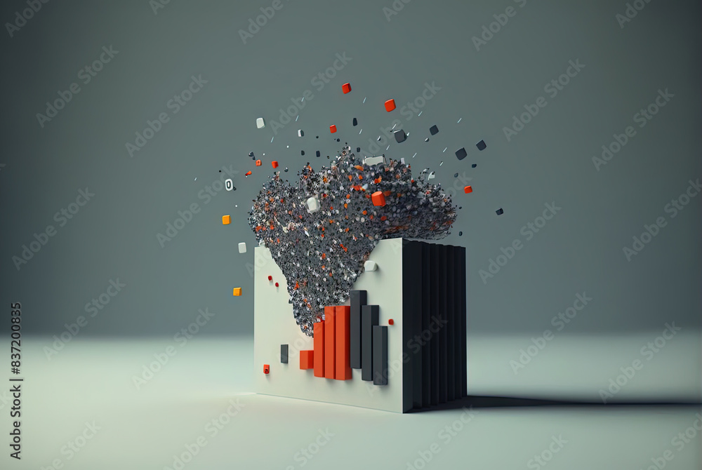 Aufkleber Abstract data graph concept with data clusters and particles. Digital sorting and management concept for business and finance.