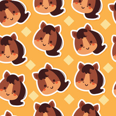 seamless pattern cartoon horse. cute animal wallpaper for textile, gift wrap paper