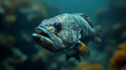 Fototapeta premium Grouper - Fish, Marine Fish, Sea Fish, Aquatic, Underwater Photography, Aquatic Photography, Ocean Photography