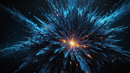 Abstract Blue and Orange Explosion