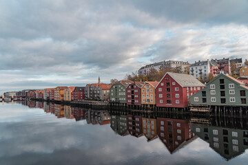 Fototapeta premium Colourful houses in Baklandet Trondheim 