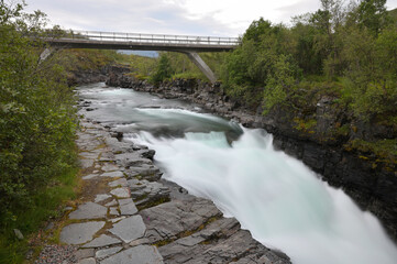 Obraz premium Sweden landscape canyon river Abiskojakka