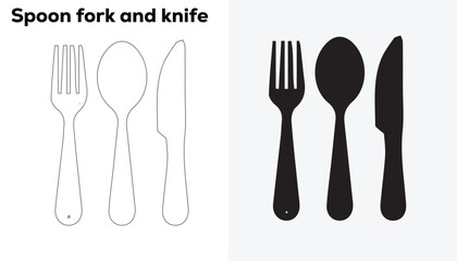 Vector of a spoon, fork, and knife