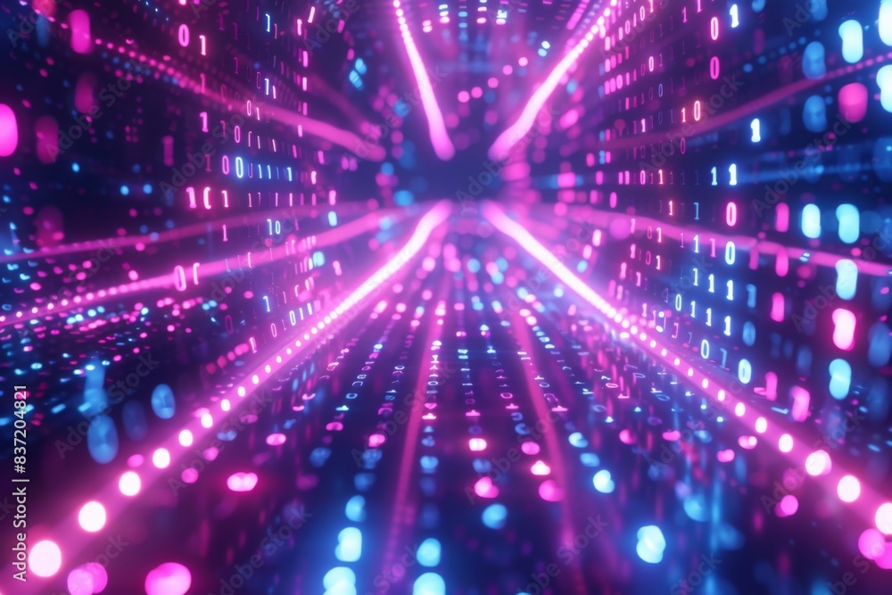 Wall mural digital binary technology background created with generative ai