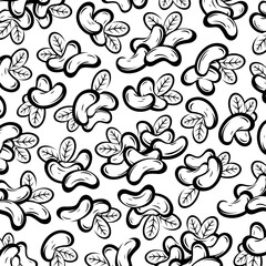 Cashew nuts background, pattern set. Collection cashew nuts icons. Vector