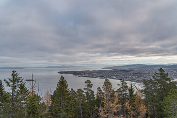 View over the city Trondheim from the Vattakammen.