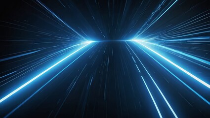 Abstract Blue Lines and Light Streaks on a Black Background
