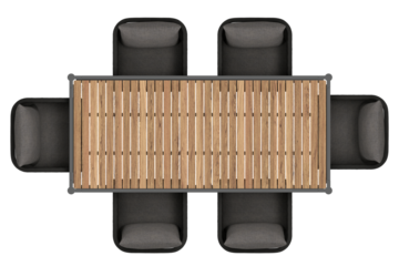 top view of outdoor dining table, isolated on transparent background