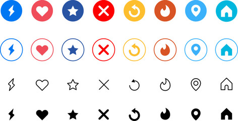 Social media generic reaction icons set. Social media dating icons. Design for web and mobile app