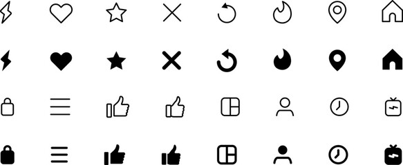 Social media generic reaction icons set. Social media dating icons. Design for web and mobile app