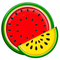 watermelon slice isolated on a transparent background. 