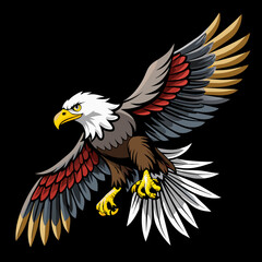 bald-eagle-flying-swoop-hand-draw-and-paint-color