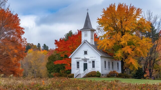 A Vermont church during foliage.