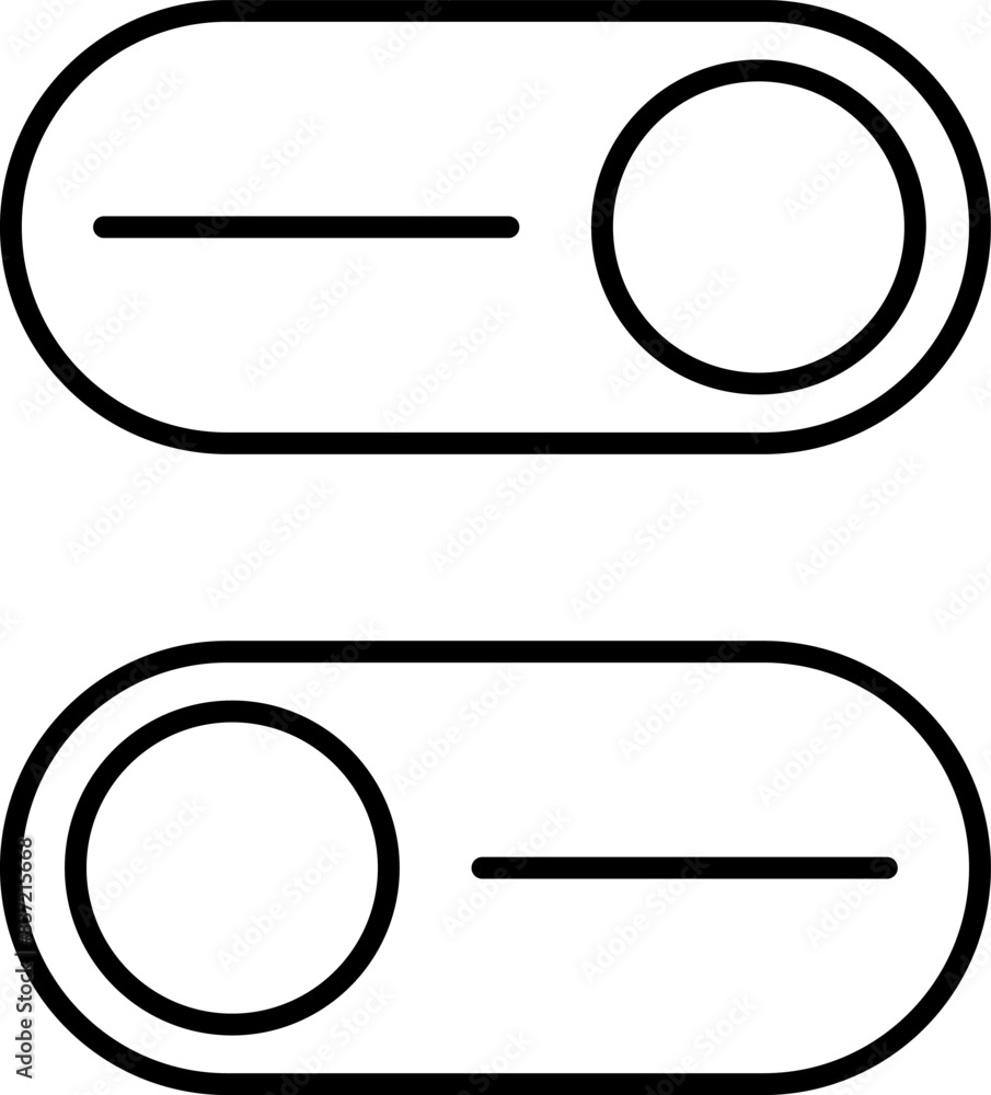 Aufkleber set of toggle icons. toggle switch line icon. switch on and off slider. switch button icon for devic