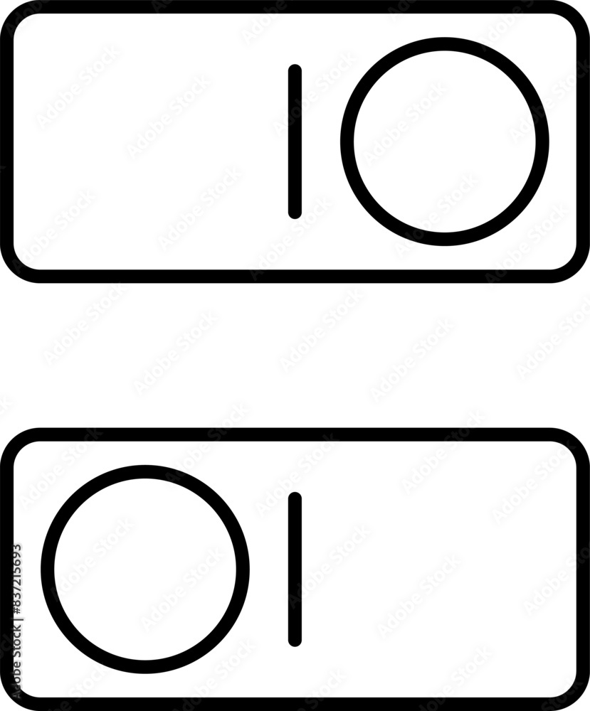 Aufkleber set of toggle icons. toggle switch line icon. switch on and off slider. switch button icon for devic