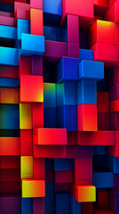 Geometric Abstract Image Pattern Background, Interlocking Squares in Primary Colors, Texture, Wallpaper, Background, Cell Phone Cover and Screen, Smartphone, Computer, Laptop, 9:16 Format - PNG