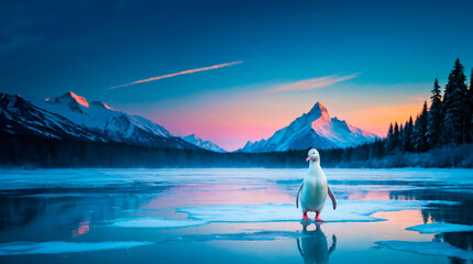 Elegância Gelada: O Pinguim na Neve