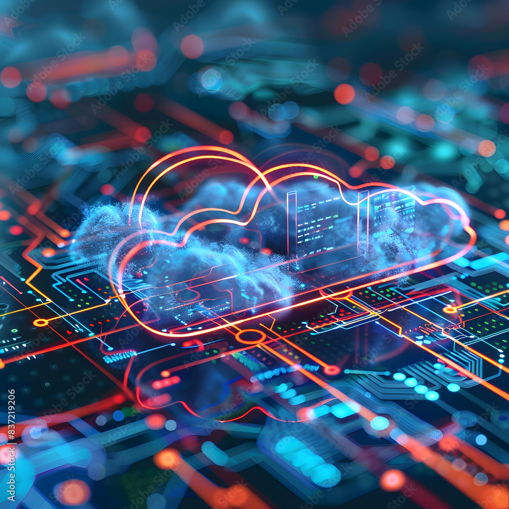 Poster cloud computing concept.abstract cloud connection technology background design.