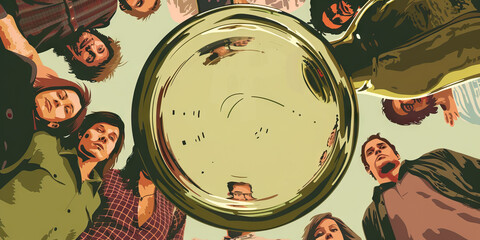 The bottom of an empty wine bottle stares back at a group of friends, mocking their attempts to break free from the cycle of addiction