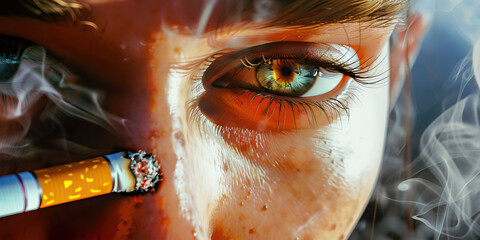 A person's eyes dart back and forth between a cigarette and their next fix, their addiction ruling their world.