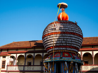 Beautifully decorated Ratha during Ratha Yatra at Shri Krishna Temple is a well-known historic Hindu temple