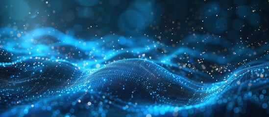 Obraz premium Abstract technology background with a blue glowing wave