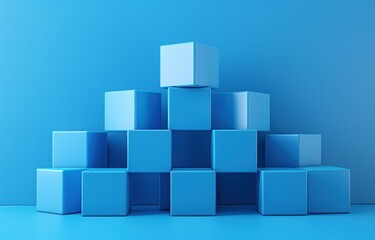 abstract background with blue cubes. Modern technology concept.