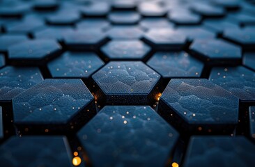 Fototapeta premium dark hexagon tiles with low detail and subtle light reflections
