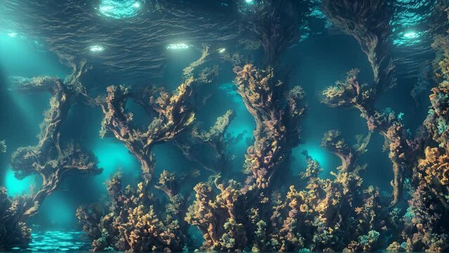 Abstract animated background, underwater world, seamless VJ loop