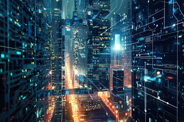 Naklejka premium A modern business hub integrated with cutting-edge