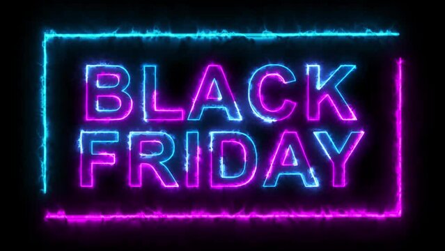 Cyber Monday sale neon sign banner background for promo video and cyber monday. Black Friday and at Cyber Week neon sign retail sale ad animation, online shopping sign with transparent background 4K.