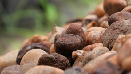 A pile of brown cobblestones