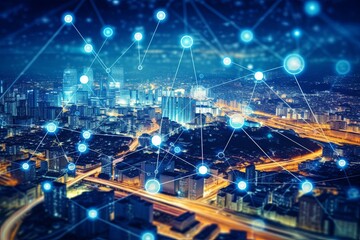 Obraz premium Advancing Energy Sustainability with the Smart Grid, IoT, Technology Concept, Background