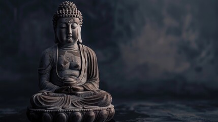 Buddha statue. buddha idol on dark background