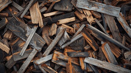 Pile Of Wooden Planks And Scraps