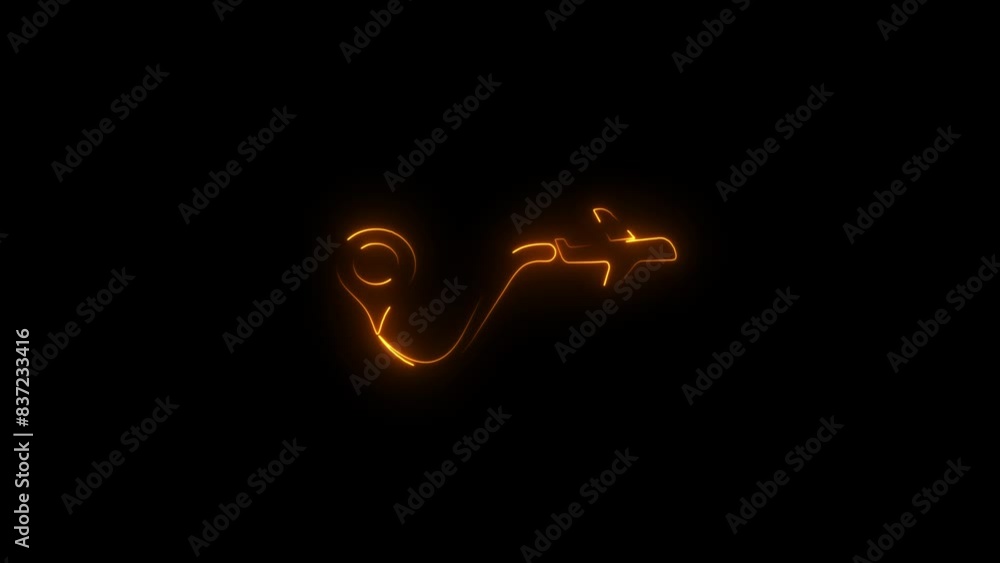 Aufkleber neon line plane flight path of the aircraft from the point of location along the line.