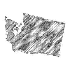 Washington US state thread map line vector illustration