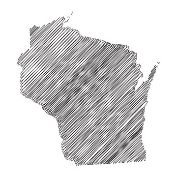Wisconsin US state thread map line vector illustration