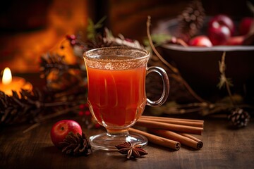 Warm Spiced Apple Cider with Cinnamon and Star Anise