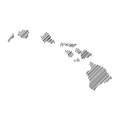 Hawaii US state thread map line vector illustration
