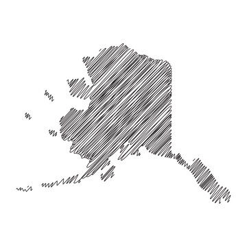 Alaska US state thread map line vector illustration