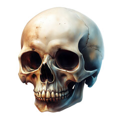 A Realistic Illustration of a Human Skull With Teeth on Transparent Background. PNG. Generative AI