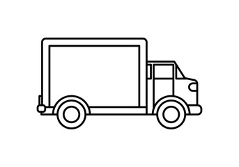 Icono negro de camión en fondo blanco.