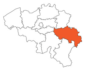 Obraz premium Outline of the map of the region of Belgium - Luik, Liege