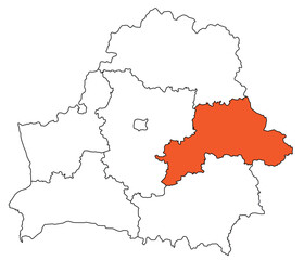 Obraz premium Outline of the map of the region of Belarus - Mogilev region