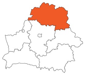 Obraz premium Outline of the map of the region of Belarus - Vitebsk region
