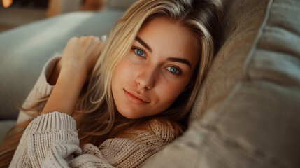 Woman in a cozy interior