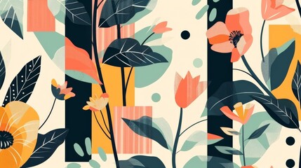Delve into the mesmerizing world of abstract geometric floral patterns, where eco agriculture concepts come to life in a stunning vector minimal illustration, inspiring harmony and creativity.
