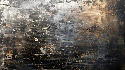 a minimalistic illustration of a grungy old stainless steel plate with an abstract metal texture background.