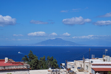 Fototapeta premium Panoramic view of mount Vesuvius from the island of Capri, Campanian Archipelago, Italy 